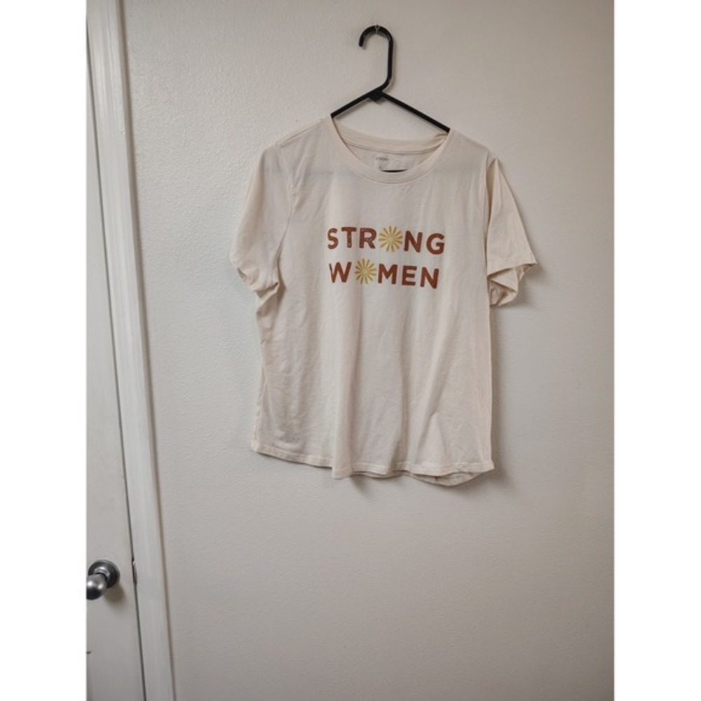 Sonoma Goods For Life Strong Women Graphic Tee Cream Floral Daisy T-Shirt XL